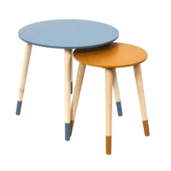 PONY - Tables Gigognes Scandinaves Bicolores Bleu Et Ocre