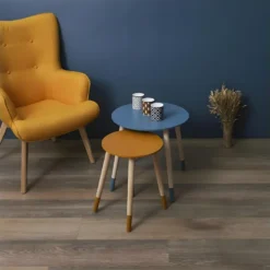 PONY - Tables Gigognes Scandinaves Bicolores Bleu Et Ocre -Pas Cher Mobiliora Magasin table basse 9172317