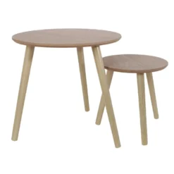 BRUNA - Lot De 2 Tables Gigognes Rondes Effet Bois
