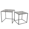 FLORA - Lot De 2 Tables Gigognes Métal Noir Motif Feuille -Pas Cher Mobiliora Magasin table basse 9172365