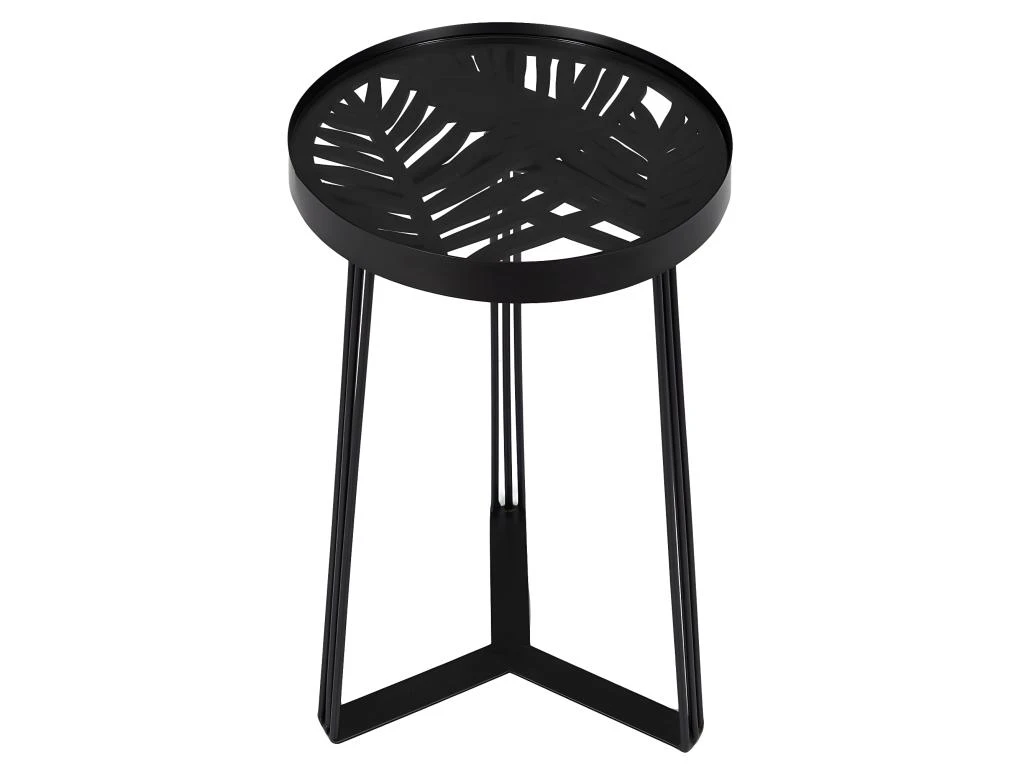 SOVA - Tables Gigognes Noires Motif Feuilles 6 SOVA - Tables Gigognes Noires Motif Feuilles – Image 4