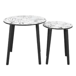 LEILANIE - Lot De 2 Tables Gigognes Plateaux Motif Jungle -Pas Cher Mobiliora Magasin table basse 9172455