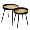 RATTAN - Duo De Tables Gigognes Noires Plateau En Rotin -Pas Cher Mobiliora Magasin table basse 9172463