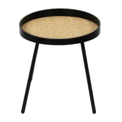 RATTAN - Duo De Tables Gigognes Noires Plateau En Rotin -Pas Cher Mobiliora Magasin table basse 9172465