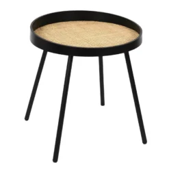 RATTAN - Duo De Tables Gigognes Noires Plateau En Rotin -Pas Cher Mobiliora Magasin table basse 9172469