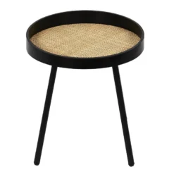 RATTAN - Duo De Tables Gigognes Noires Plateau En Rotin -Pas Cher Mobiliora Magasin table basse 9172471