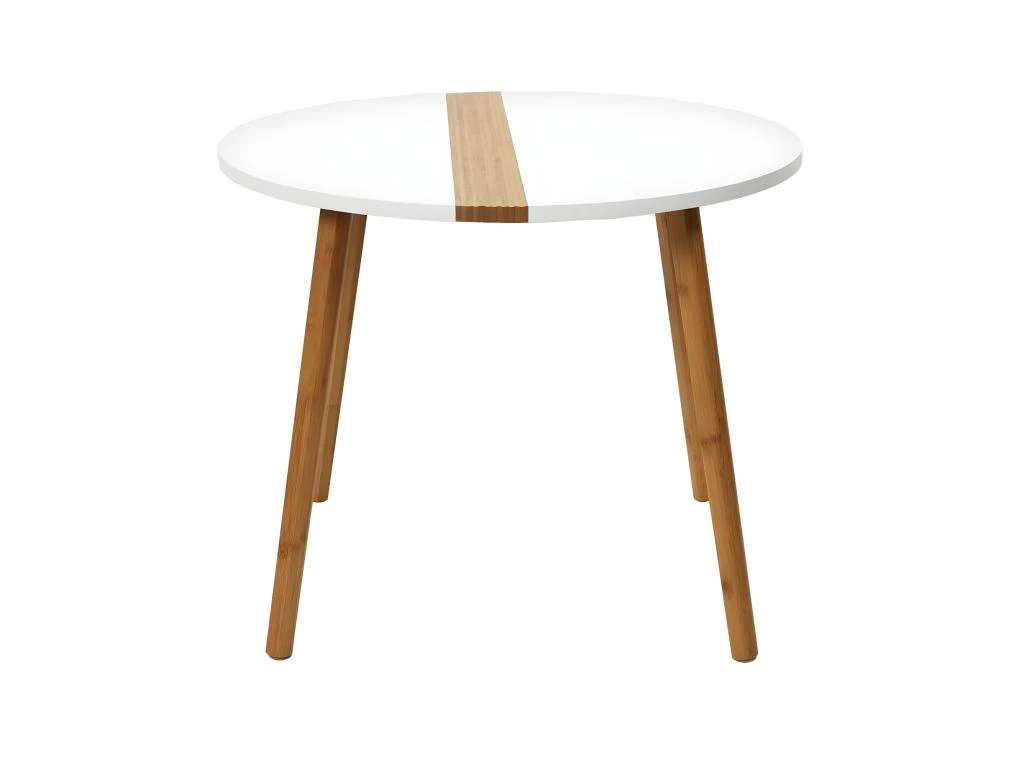 TRAZEN - Lot De 2 Tables Gigognes Blanches Et Relief Bambou 4 TRAZEN - Lot De 2 Tables Gigognes Blanches Et Relief Bambou – Image 2