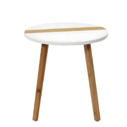 TRAZEN - Lot De 2 Tables Gigognes Blanches Et Relief Bambou 11 TRAZEN - Lot De 2 Tables Gigognes Blanches Et Relief Bambou -Pas Cher Mobiliora Magasin table basse 9172503