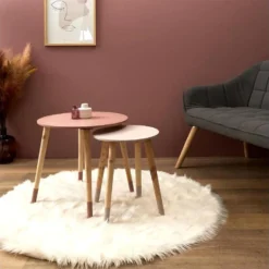 PONY - Tables Gigognes Scandinaves Bicolores Rose -Pas Cher Mobiliora Magasin table basse 9172515