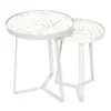 SOVA - Tables Gigognes Blanches Motif Feuilles -Pas Cher Mobiliora Magasin table basse 9172541