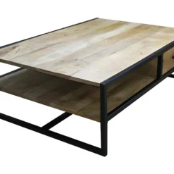 Table Basse 1 Tiroir Bois De Manguier Et Métal - Naturel -Pas Cher Mobiliora Magasin table basse 9235631