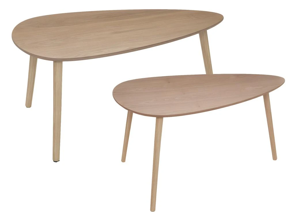 Lot De 2 Tables à Café Gigogne En Bois Clair Et Pieds Bois Naturel 3 Lot De 2 Tables à Café Gigogne En Bois Clair Et Pieds Bois Naturel
