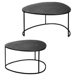 Set De 2 Tables Gigognes Œuf Métal Noir