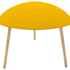 Table à Café En Bois Moutarde Et Pieds En Bois Naturel