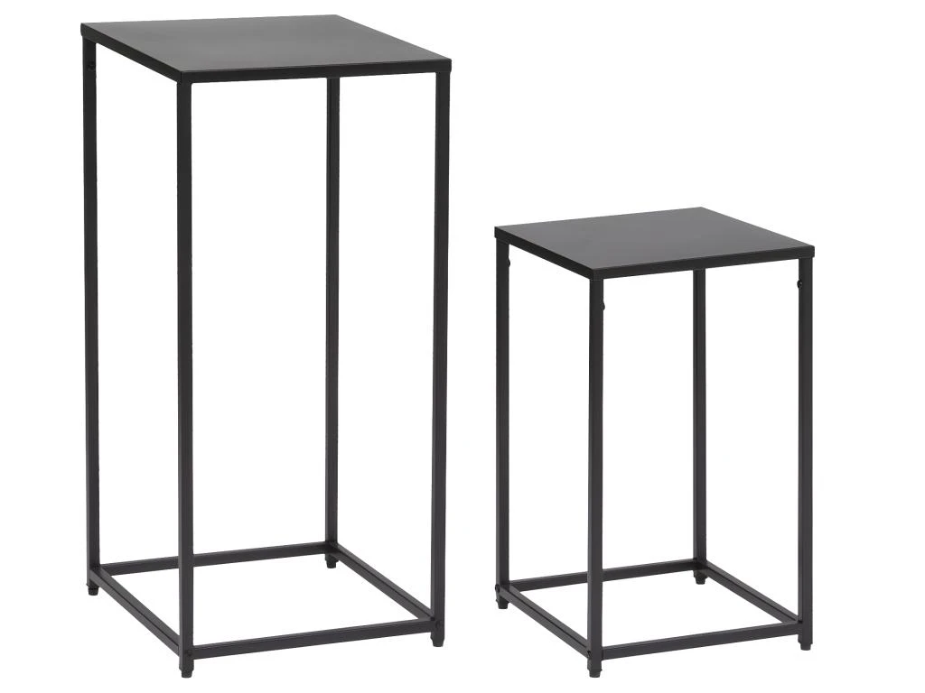 Lot De 2 Tables D'appoint , Bout De Canapé Ou Sellettes En Métal Noir 3 Lot De 2 Tables D'appoint , Bout De Canapé Ou Sellettes En Métal Noir