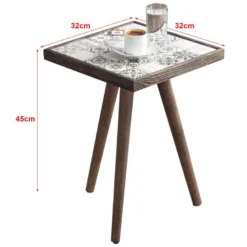 Table D'appoint Carrée Götene Trépied 45 X 32 X 32 Cm Effet Bois Foncé / à Motifs [en.casa] -Pas Cher Mobiliora Magasin table basse 9450251