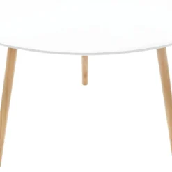 Table à Café En Bois Blanc Et Pieds En Bois Naturel