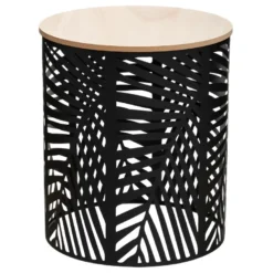 Lot De 2 Tables à Café En Métal Feuilles Noires Et Plateau En Bois 8 Lot De 2 Tables à Café En Métal Feuilles Noires Et Plateau En Bois -Pas Cher Mobiliora Magasin table basse 9457373