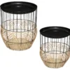Lot De 2 Tables D'appoint Gigognes En Métal Noir Et Rotin -Pas Cher Mobiliora Magasin table basse 9457911