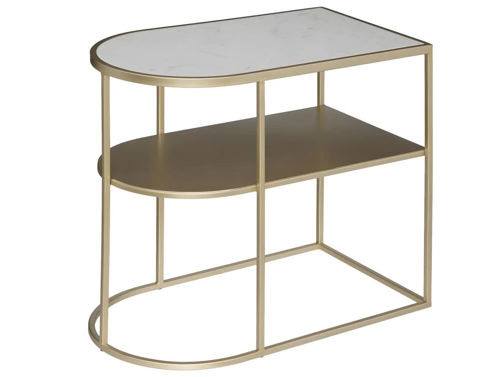 Table à Café En Métal Doré Et Marbre 52 X H 45 Cm 3 Table à Café En Métal Doré Et Marbre 52 X H 45 Cm