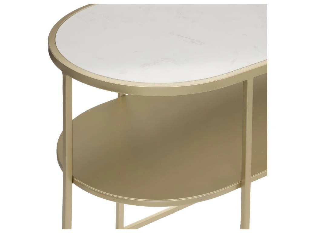 Table à Café En Métal Doré Et Marbre 52 X H 45 Cm 4 Table à Café En Métal Doré Et Marbre 52 X H 45 Cm – Image 2