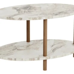 Table Basse Ovale Højreby 43 X 70 X 44 Cm Marbre Crème [en.casa] -Pas Cher Mobiliora Magasin table basse 9503049