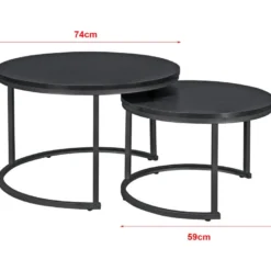 Set De 2 Tables Basses Christchurch Rondes Gigognes Noir [en.casa] -Pas Cher Mobiliora Magasin table basse 9503393