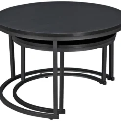 Set De 2 Tables Basses Christchurch Rondes Gigognes Noir [en.casa] -Pas Cher Mobiliora Magasin table basse 9503395