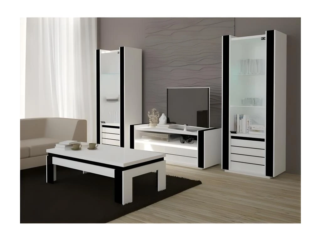 Table Basse Design LINA Blanche Et Noire Brillante. Meuble Idéal Pour Votre Salon. 4 Table Basse Design LINA Blanche Et Noire Brillante. Meuble Idéal Pour Votre Salon. – Image 2