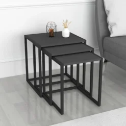 Lot De 3 Tables D'appoint Sunnfjord Gigognes Anthracite [en.casa]