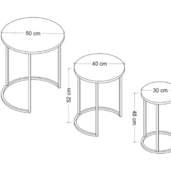 Set De 3 Tables D'appoint Frederiksværk Gigognes Rondes Marbre Noir [en.casa] -Pas Cher Mobiliora Magasin table basse 9513373