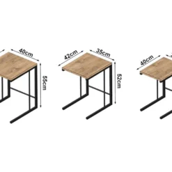 Set De 3 Tables D'appoint Jakobstad Gigognes Noir Effet Bois [en.casa] -Pas Cher Mobiliora Magasin table basse 9513595