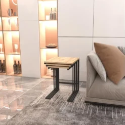 Set De 3 Tables D'appoint Jakobstad Gigognes Noir Effet Bois [en.casa] -Pas Cher Mobiliora Magasin table basse 9513601