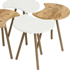 Set De 4 Tables Basses Emboîtables 48 X 77 X 77 Cm Blanc / Effet Bois [en.casa] -Pas Cher Mobiliora Magasin table basse 9513703