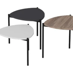 Set De 3 Tables D'appoint Glamsbjerg Gigognes Triangulaires Blanc / Anthracite / Effet Chêne [en.casa] -Pas Cher Mobiliora Magasin table basse 9513711