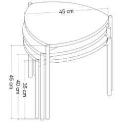 Set De 3 Tables D'appoint Glamsbjerg Gigognes Triangulaires Blanc / Anthracite / Effet Chêne [en.casa] -Pas Cher Mobiliora Magasin table basse 9513715