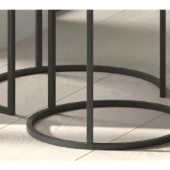 Tables D'appoint Gigognes Rondes En Métal Bicolore Collection LIVOS. Meuble Style Industriel -Pas Cher Mobiliora Magasin table basse 9513777