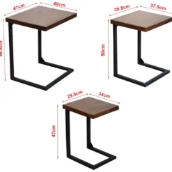 Lot De 3 Tables D'appoint Rørvig Gigognes Pour Salon Noir / Pin Lasuré [en.casa] -Pas Cher Mobiliora Magasin table basse 9513823