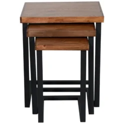 Lot De 3 Tables D'appoint Rørvig Gigognes Pour Salon Noir / Pin Lasuré [en.casa] -Pas Cher Mobiliora Magasin table basse 9513827