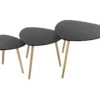 Lot De 3 Tables à Café Gigogne En Bois Noir Et Pieds En Bois D'Hévéa -Pas Cher Mobiliora Magasin table basse 9513863