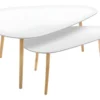 Lot De 2 Tables à Café Gigogne En Bois Blanc Et Pieds Bois Naturel -Pas Cher Mobiliora Magasin table basse 9513935