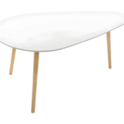Lot De 2 Tables à Café Gigogne En Bois Blanc Et Pieds Bois Naturel -Pas Cher Mobiliora Magasin table basse 9513939