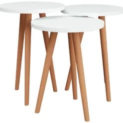 Lot De 3 Tables D'appoint Herrljunga Trépied Blanc [en.casa] -Pas Cher Mobiliora Magasin table basse 9513997