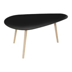 Lot De 2 Tables Basses Gigogne En Bois Noir Et Pieds En Bois D'Hévéa -Pas Cher Mobiliora Magasin table basse 9514035