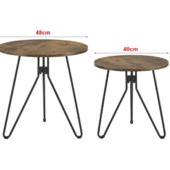 Lot De 2 Tables Basses Rondes Väsby Pieds épingle à Cheveux Effet Bois Foncé [en.casa] -Pas Cher Mobiliora Magasin table basse 9514071