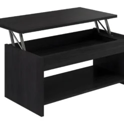 Table Basse Avec Plateau Relevable Coloris Gris En Mélamine -Longueur 100 X Profondeur 50/72 X Hauteur 40/55 Cm