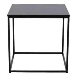 HARALD - Bout De Canapé Carré Acier Et Aspect Bois Noir -Pas Cher Mobiliora Magasin table basse 9881877