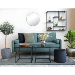 HARALD - Bout De Canapé Carré Acier Et Aspect Bois Noir -Pas Cher Mobiliora Magasin table basse 9881879