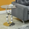 Table D'appoint JOLINE - Verre Trempé Transparent & Pied Acier -Pas Cher Mobiliora Magasin table d appoint 352203