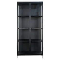 Brisbane - Vaisselier En Verre Et Métal H175cm - Couleur - Noir